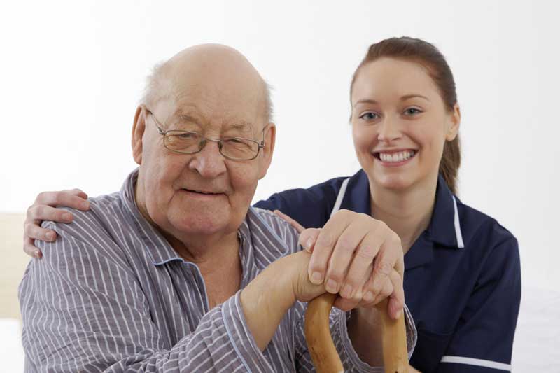 elderly man with cane